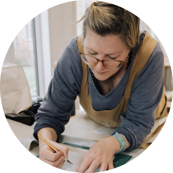 Kyria Wright working in the studio