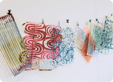 Mounted abstract paper work